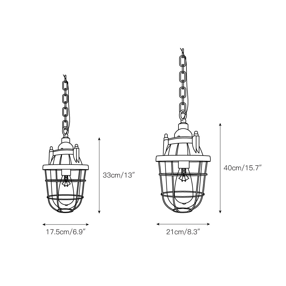 Lampa Wisząca Industrialna Vintage z Kloszem i Kratką Ochronną - 5