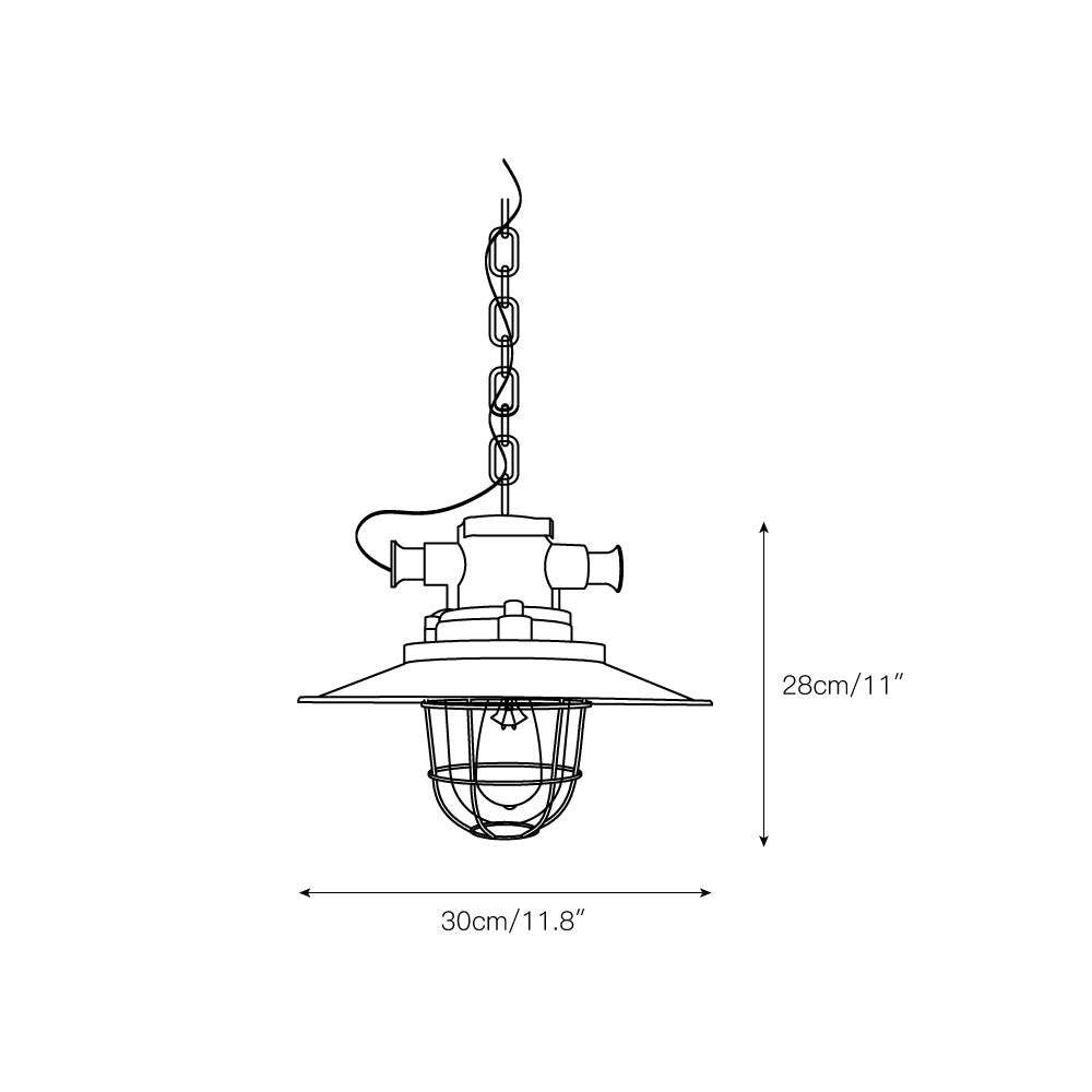 Lampa Wisząca Industrialna Vintage z Kloszem i Kratką Ochronną - 6