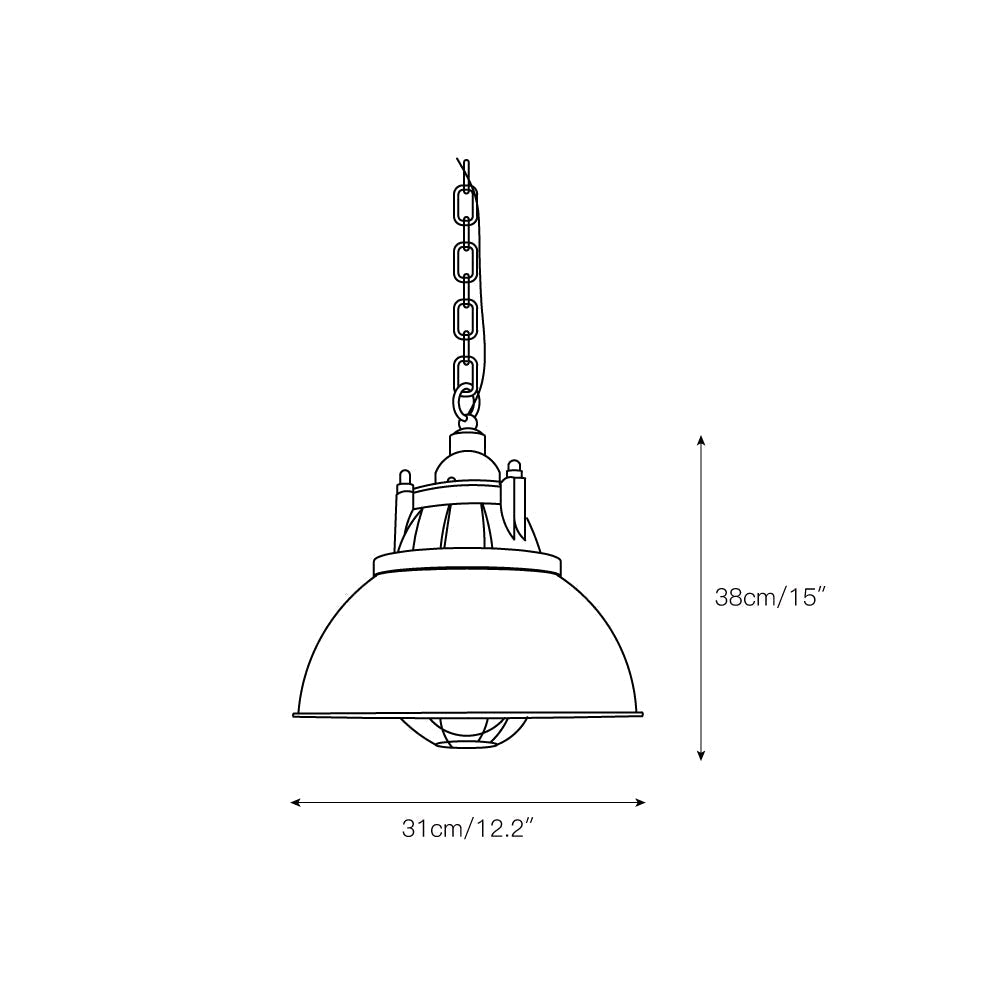 Lampa Wisząca Industrialna Vintage z Kloszem i Kratką Ochronną - 7