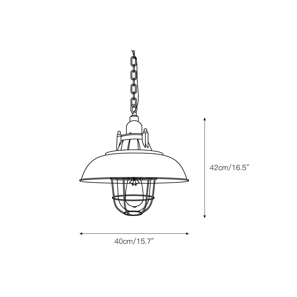 Lampa Wisząca Industrialna Vintage z Kloszem i Kratką Ochronną - 8