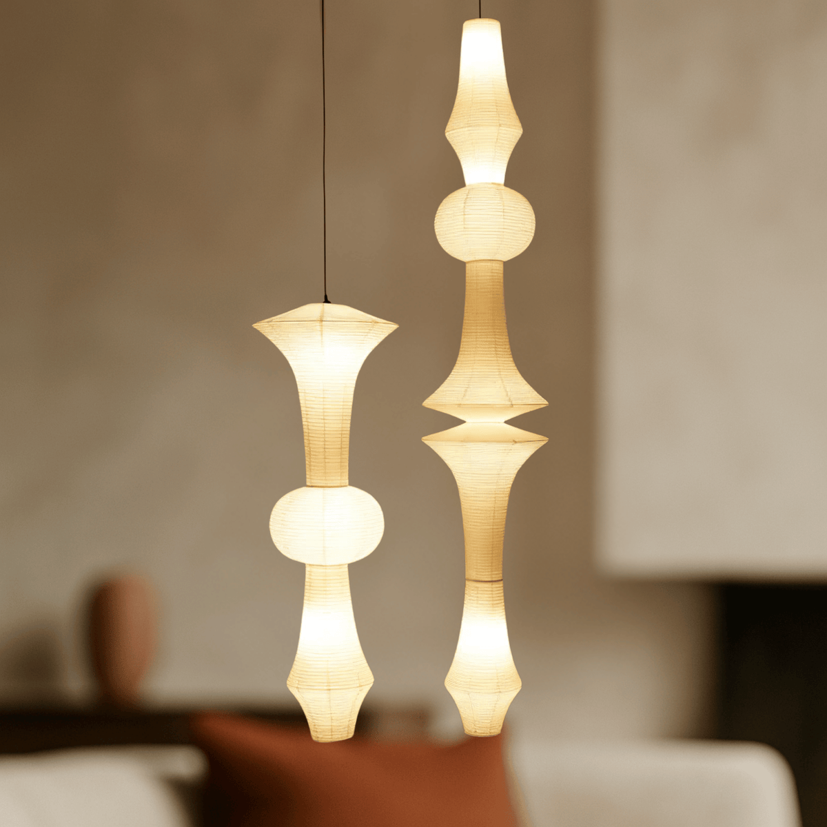 Lampa Wisząca Japandi z Kloszem z Papieru Washi - 11