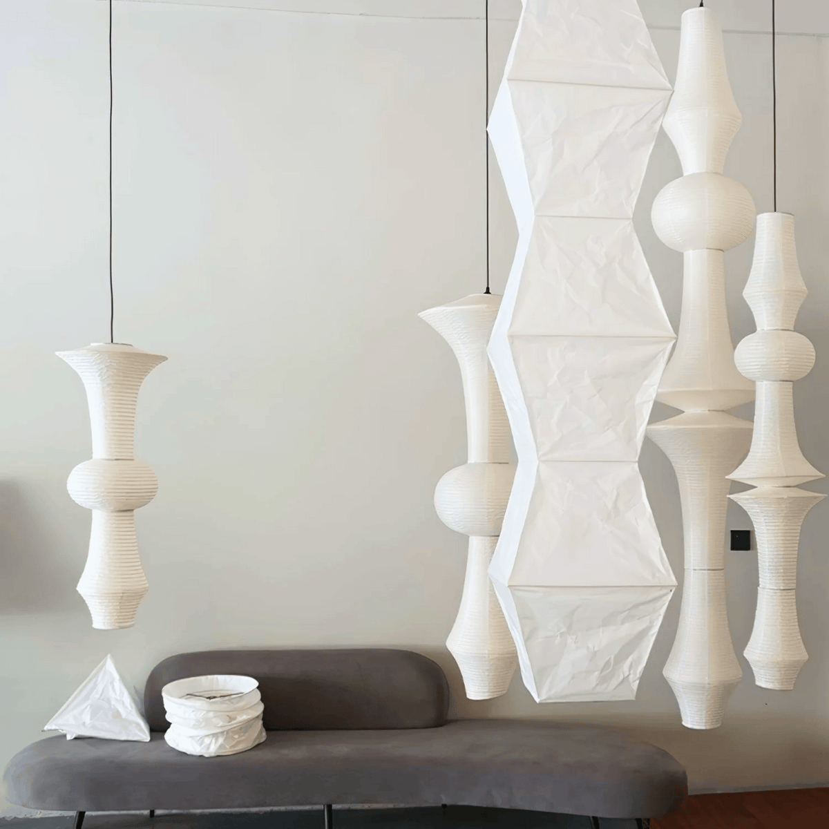 Lampa Wisząca Japandi z Kloszem z Papieru Washi - 15