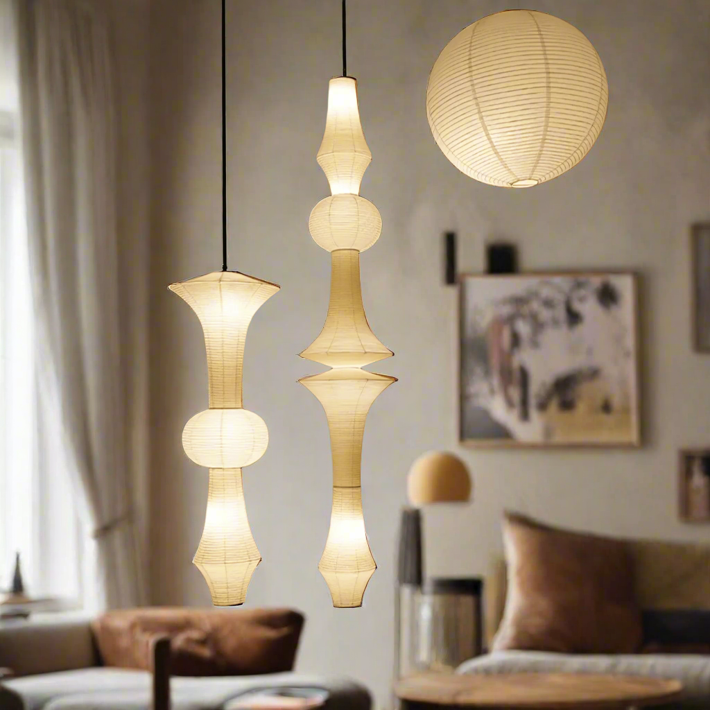 Lampa Wisząca Japandi z Kloszem z Papieru Washi - 21