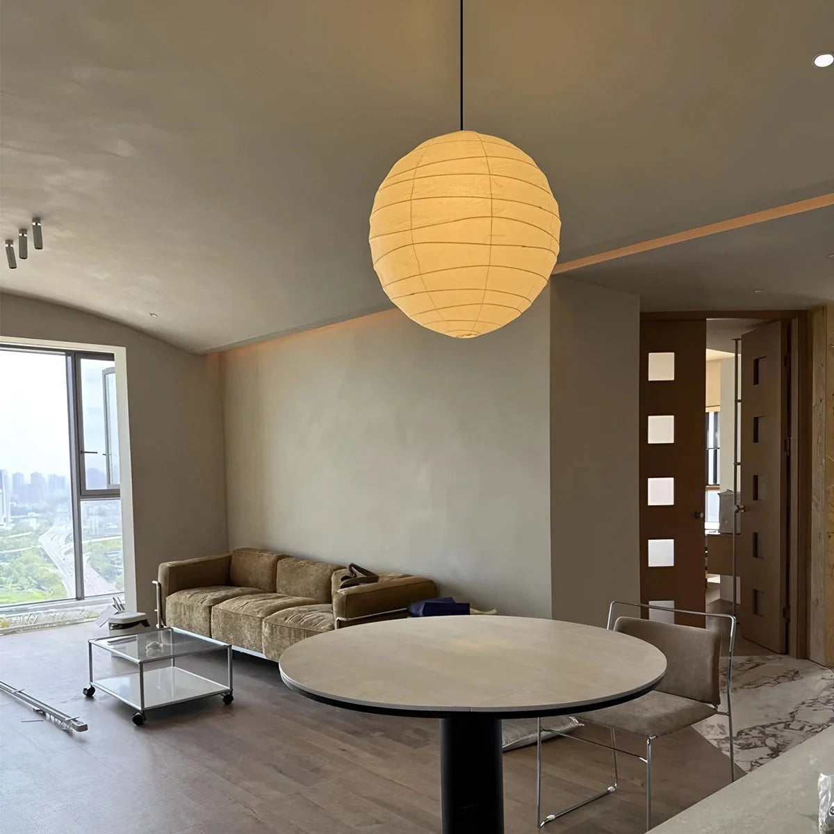 Lampa Wisząca Japandi Kula z Papieru Ryżowego - 9