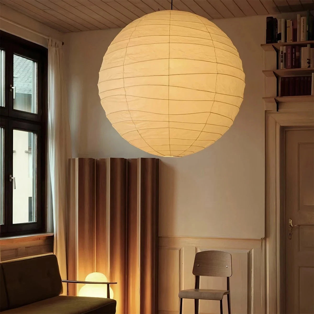 Lampa Wisząca Japandi Kula z Papieru Ryżowego - 10