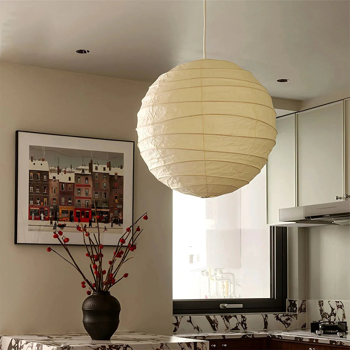 Lampa Wisząca Japandi Kula z Papieru Ryżowego - 15