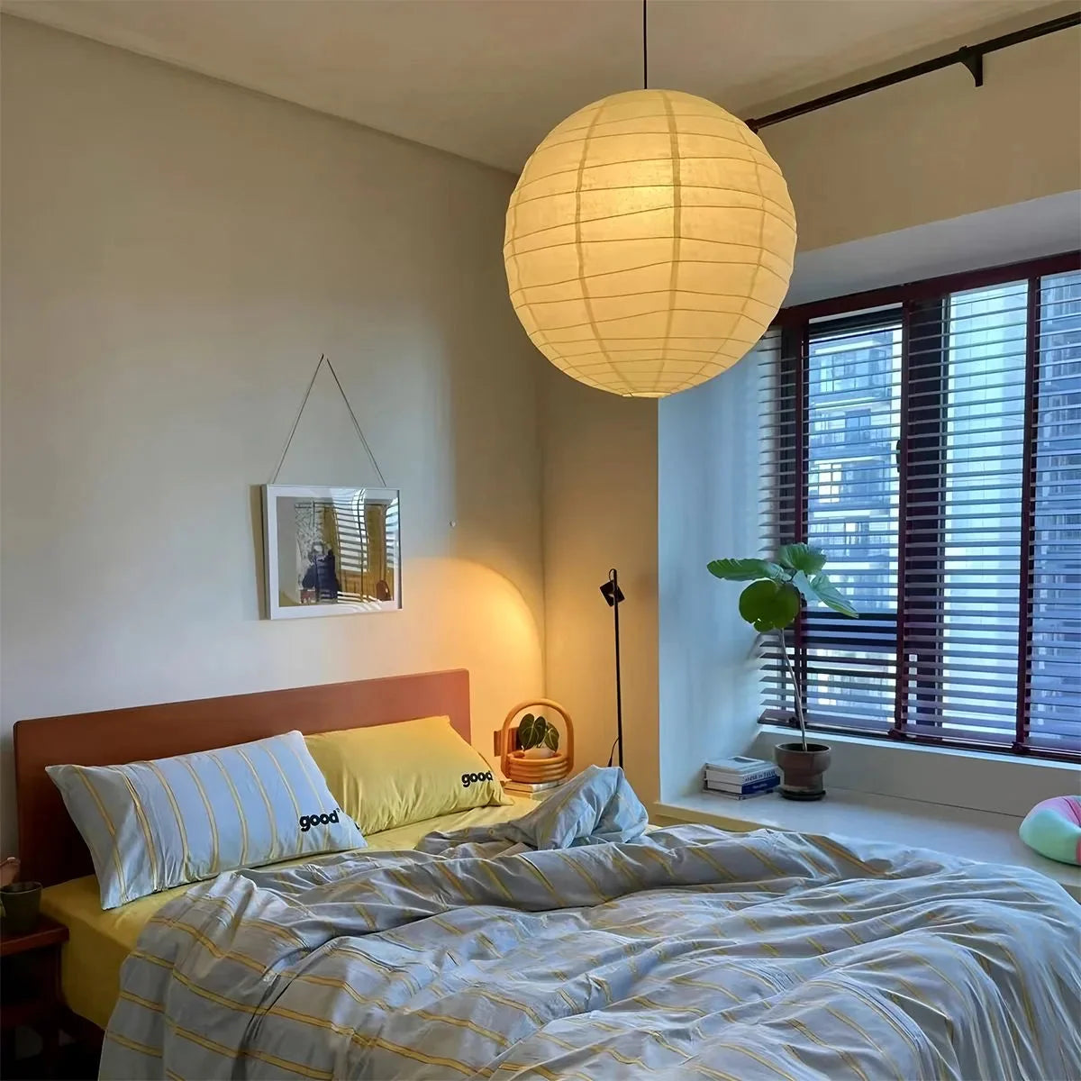 Lampa Wisząca Japandi Kula z Papieru Ryżowego - 18
