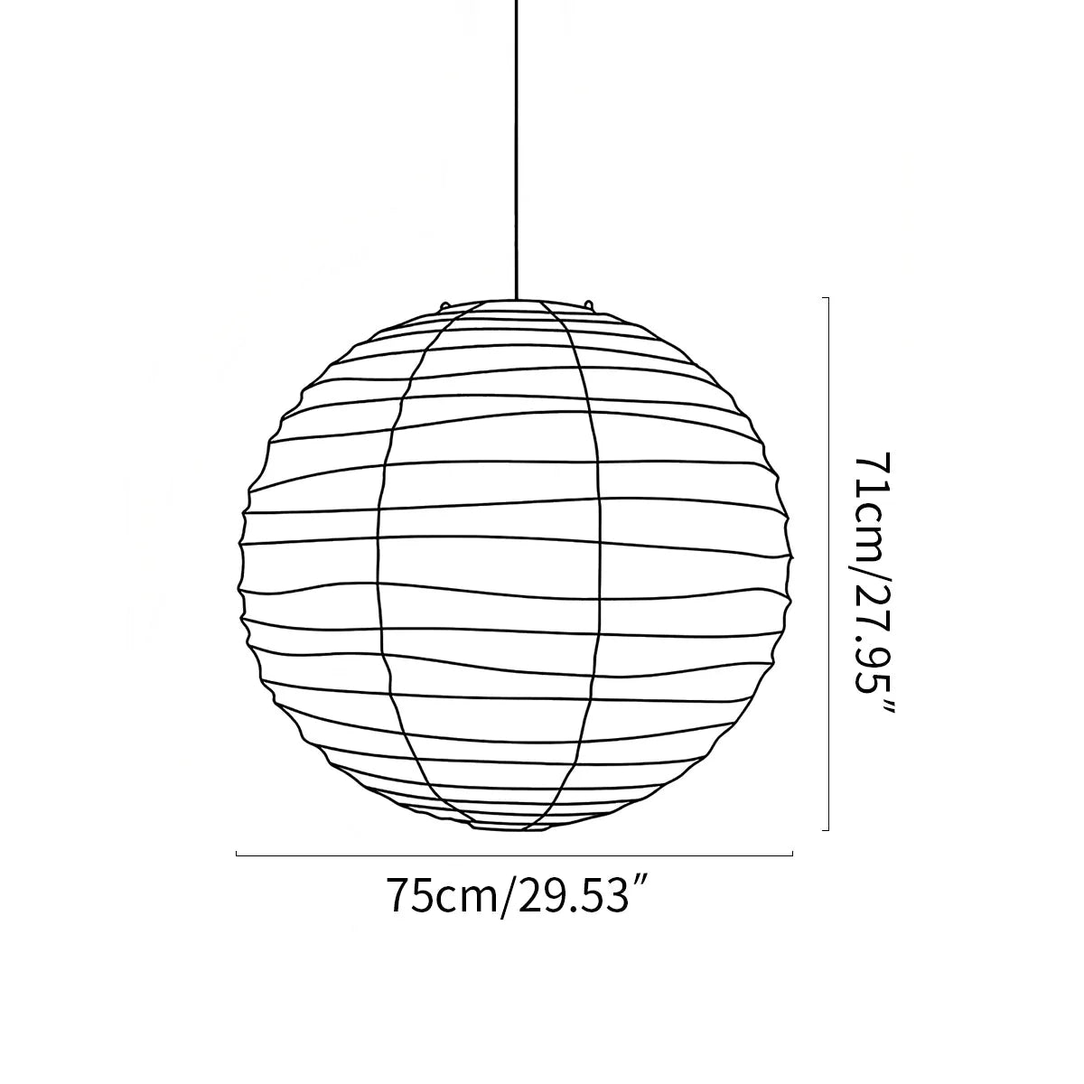 Lampa Wisząca Japandi Kula z Papieru Ryżowego - 25