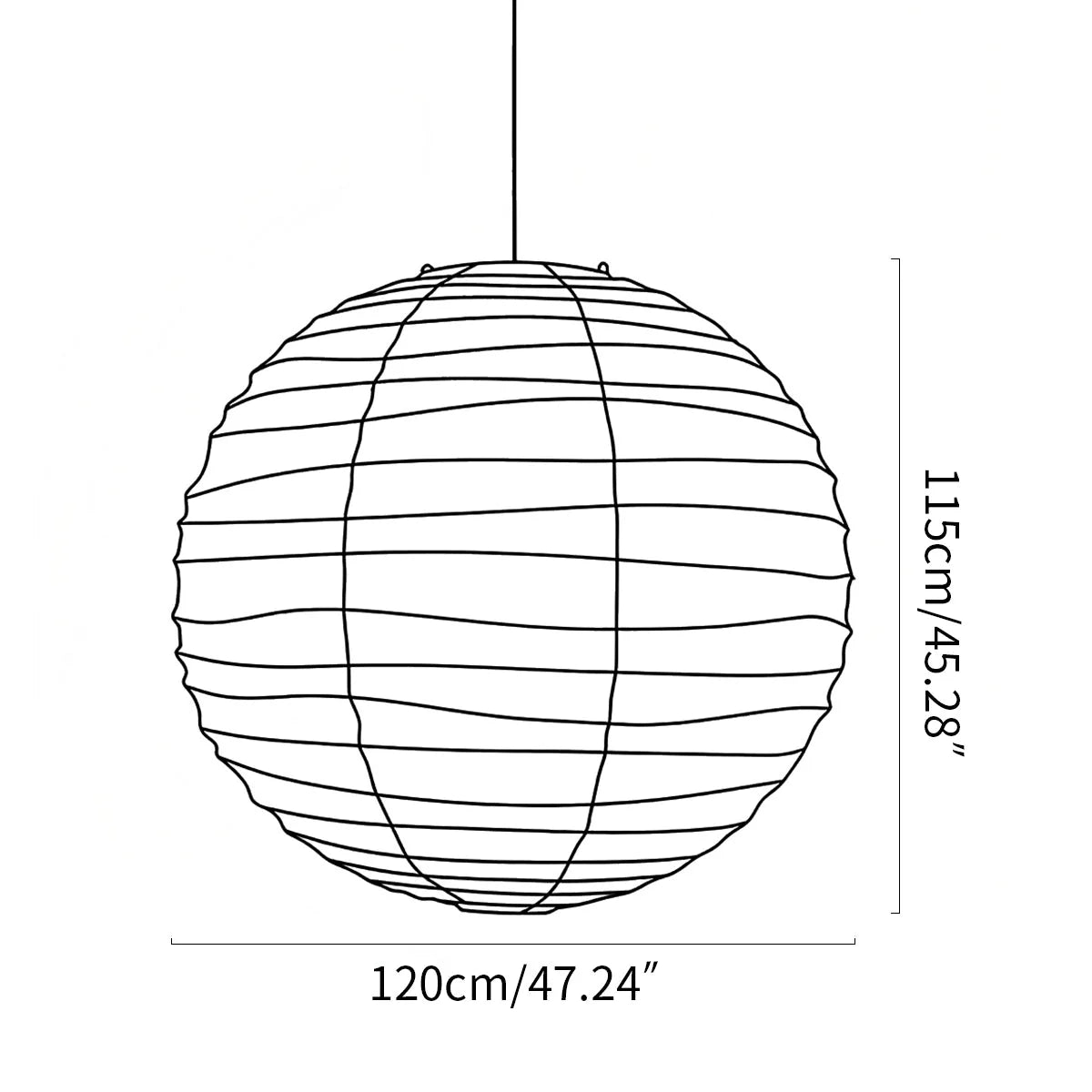 Lampa Wisząca Japandi Kula z Papieru Ryżowego - 28