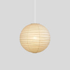 Lampa Wisząca Japandi Kula z Papieru Ryżowego - Biały przewód