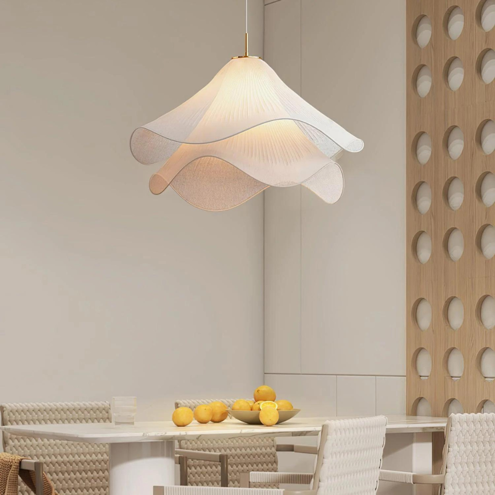 Lampa Wisząca Japandi z Falistym Abażurem - 13