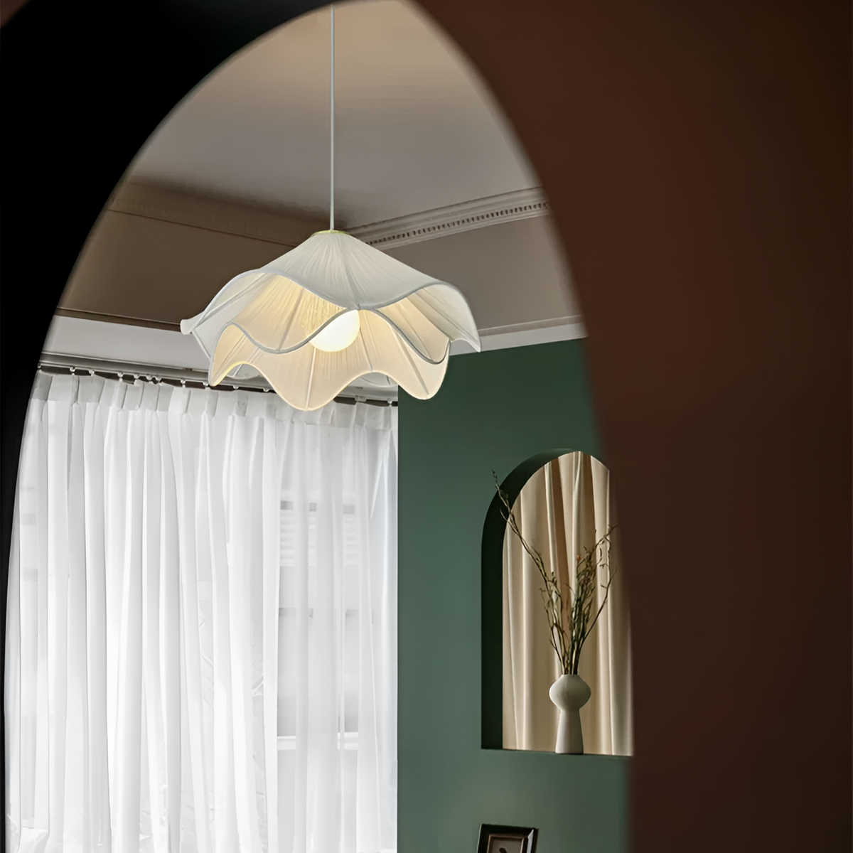 Lampa Wisząca Japandi z Falistym Abażurem - 15