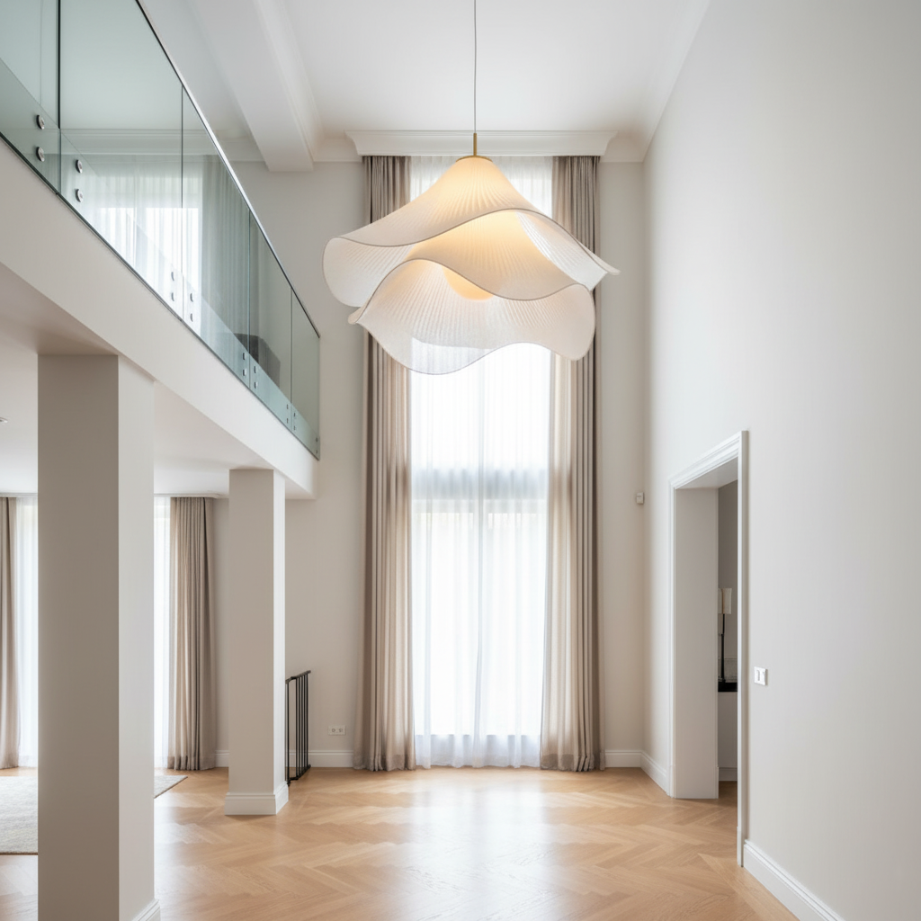 Lampa Wisząca Japandi z Falistym Abażurem - 22