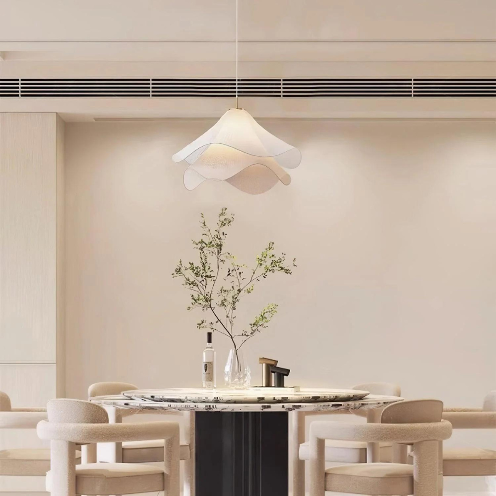Lampa Wisząca Japandi z Falistym Abażurem - 9