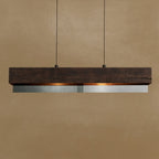 Lampa Wisząca Rustykalna z Drewnianą Belką i Szklanymi Panelami - 3