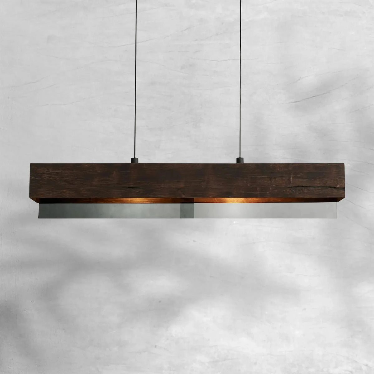 Lampa Wisząca Rustykalna z Drewnianą Belką i Szklanymi Panelami - 5