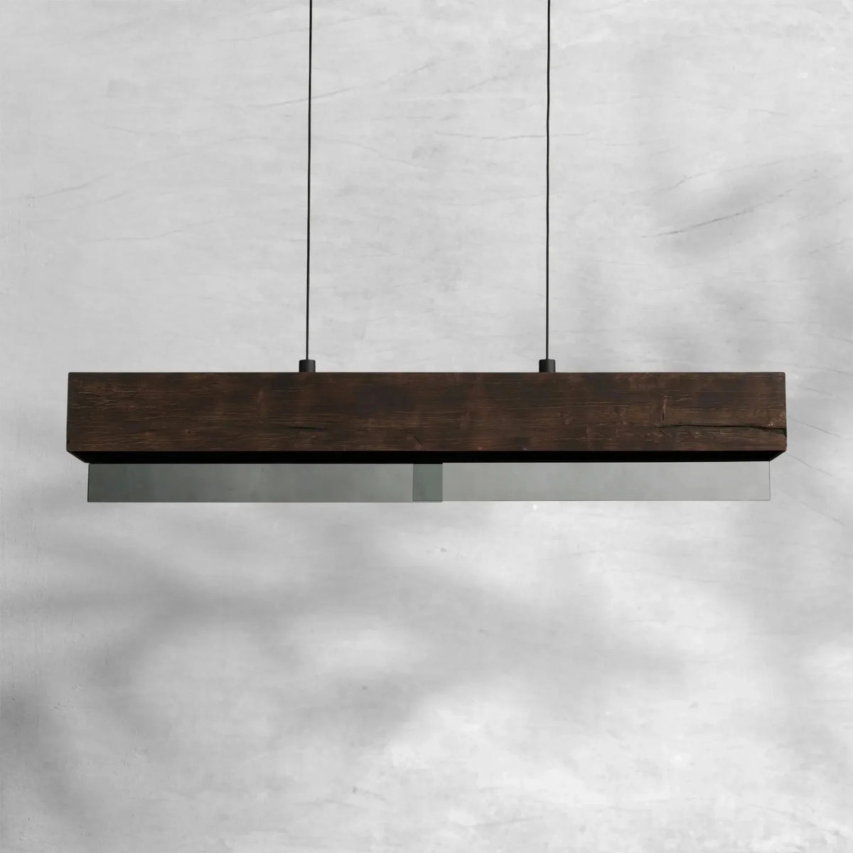 Lampa Wisząca Rustykalna z Drewnianą Belką i Szklanymi Panelami - 6