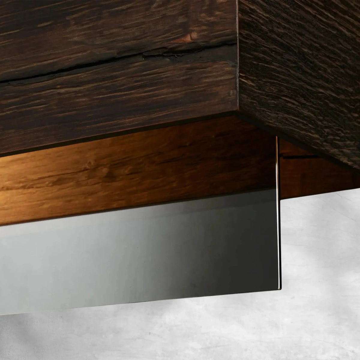 Lampa Wisząca Rustykalna z Drewnianą Belką i Szklanymi Panelami - 7