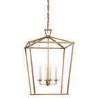 Lampa Wisząca Landelska z Otwartą Ramą Lampionową - Mosiądz