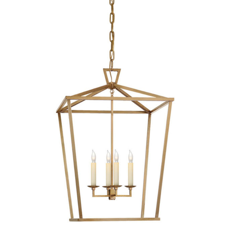 Lampa Wisząca Landelska z Otwartą Ramą Lampionową - Mosiądz