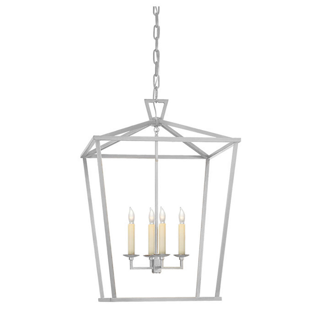 Lampa Wisząca Landelska z Otwartą Ramą Lampionową - Srebrny