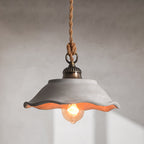 Lampa Wisząca Rustykalna z Konopnym Przewodem i Falistym Kloszem - 11