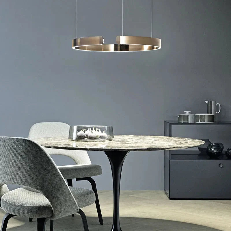 Lampa Wisząca LED Pierścień Minimalistyczna z Regulacją Wysokości - Złoty