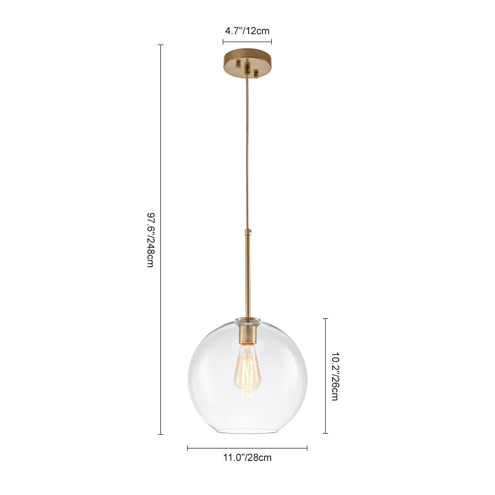 Lampa Wisząca Minimalistyczna ze Szklanym Kloszem Kulistym