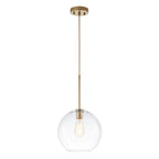 Lampa Wisząca Minimalistyczna z Szklanym Kloszem Kulistym - Mosiądz