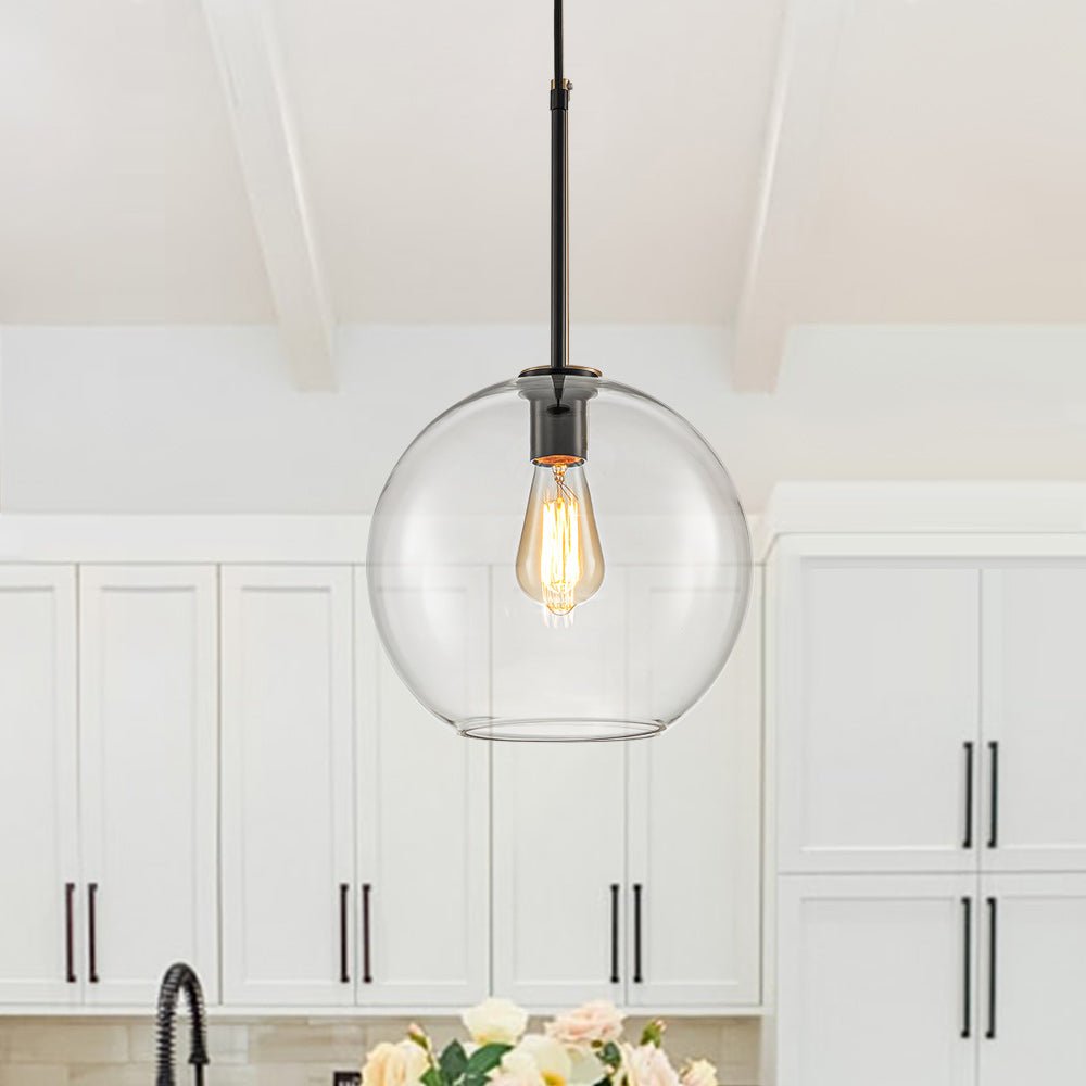 Lampa Wisząca Minimalistyczna z Szklanym Kloszem Kulistym