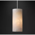 Lampa Wisząca Minimalistyczna z Alabastrowym Kloszem Walcowym - 12