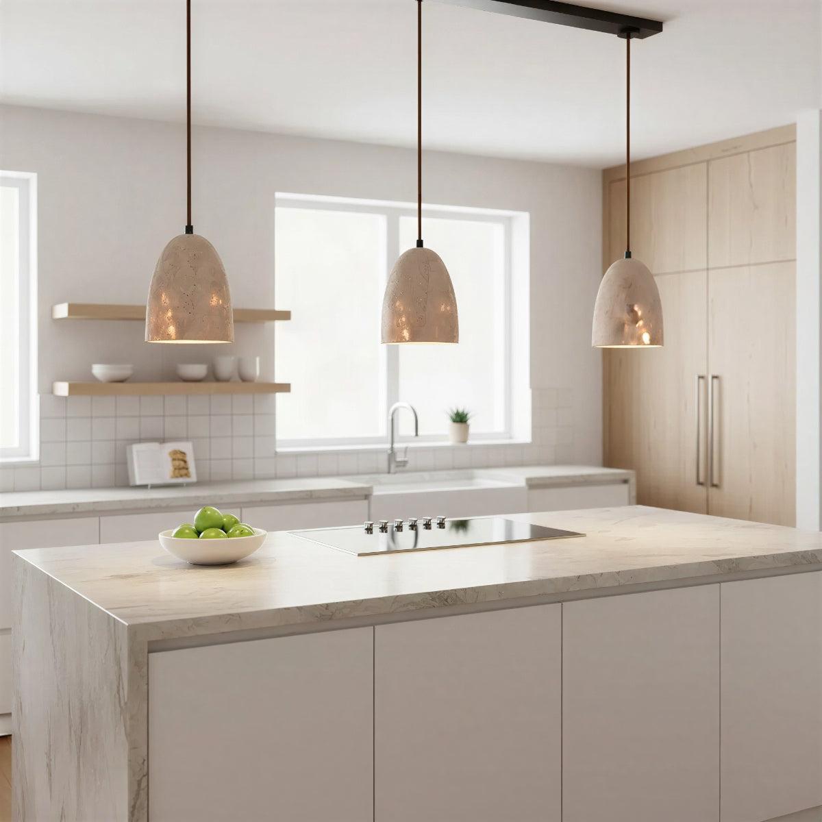 Lampa Wisząca Minimalistyczna z Betonowym Kloszem i Oplatanym Kablem