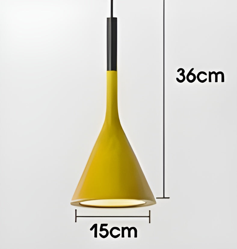 Lampa Wisząca Minimalistyczna z Konicznym Kloszem - Żółty