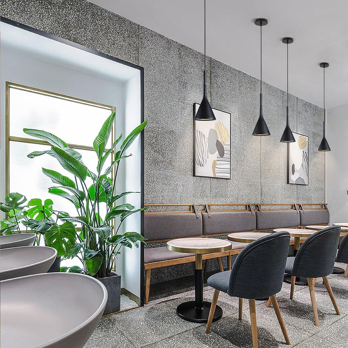 Lampa Wisząca Minimalistyczna z Konicznym Kloszem - 3