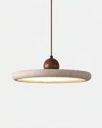Lampa Wisząca Minimalistyczna z Okrągłym Kloszem i Drewnianą Kulą - 4