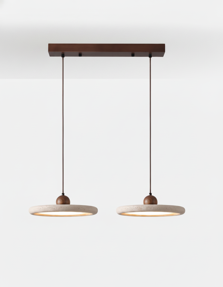 Lampa Wisząca Minimalistyczna z Okrągłym Kloszem i Drewnianą Kulą - 5