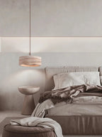 Lampa Wisząca Minimalistyczna z Okrągłym Kloszem z Trawertynu - 10