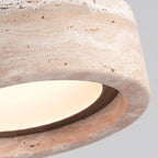 Lampa Wisząca Minimalistyczna z Okrągłym Kloszem z Trawertynu - 11