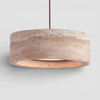Lampa Wisząca Minimalistyczna z Okrągłym Kloszem z Trawertynu - 3