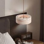Lampa Wisząca Minimalistyczna z Okrągłym Kloszem z Trawertynu - 5
