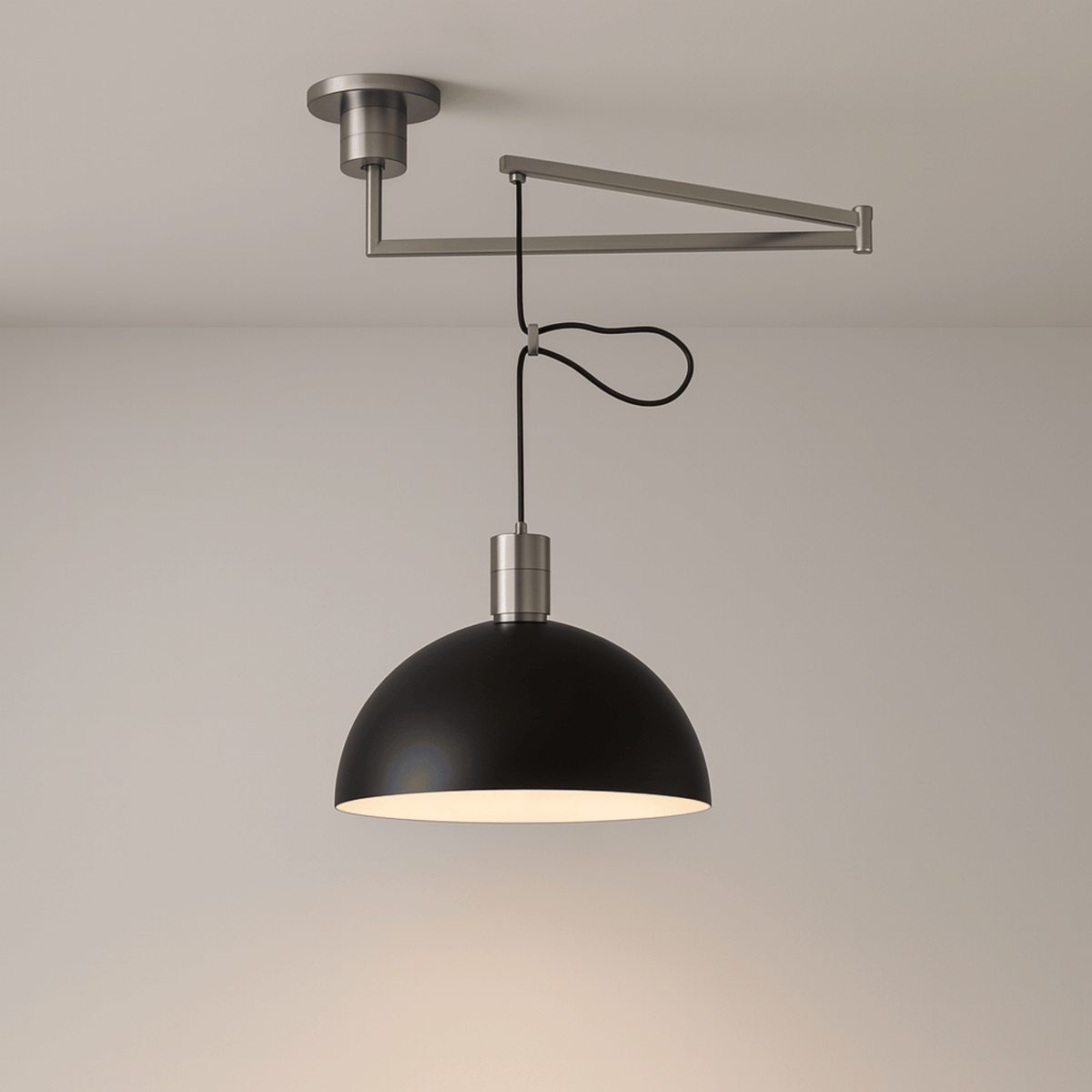 Lampa Wisząca Skandynawska z Ramieniem Obrotowym - Czarny