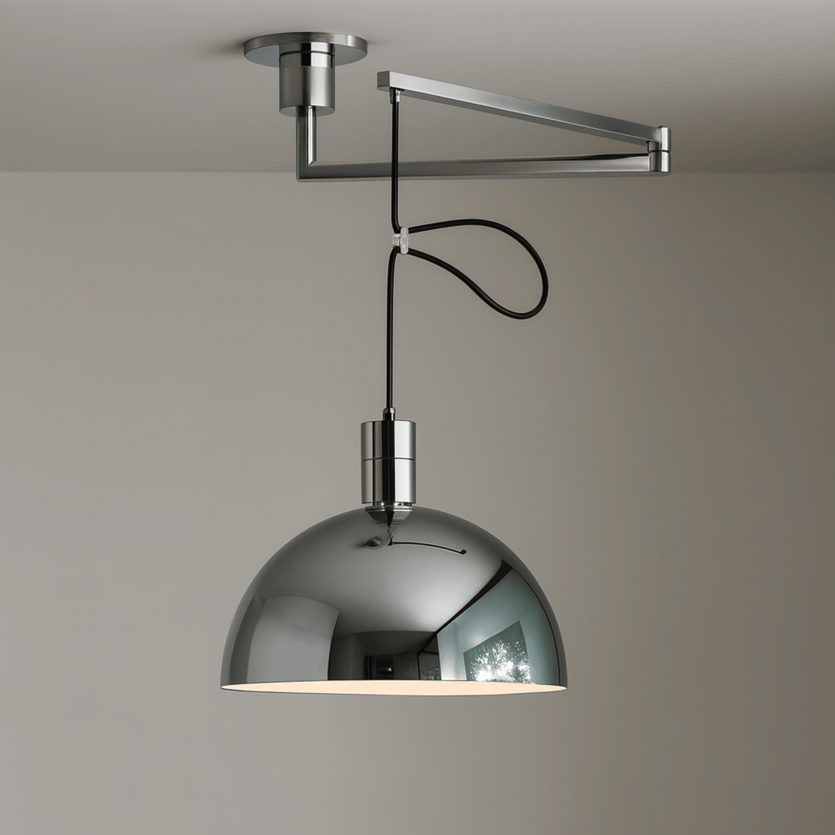 Lampa Wisząca Skandynawska z Ramieniem Obrotowym - Srebrny