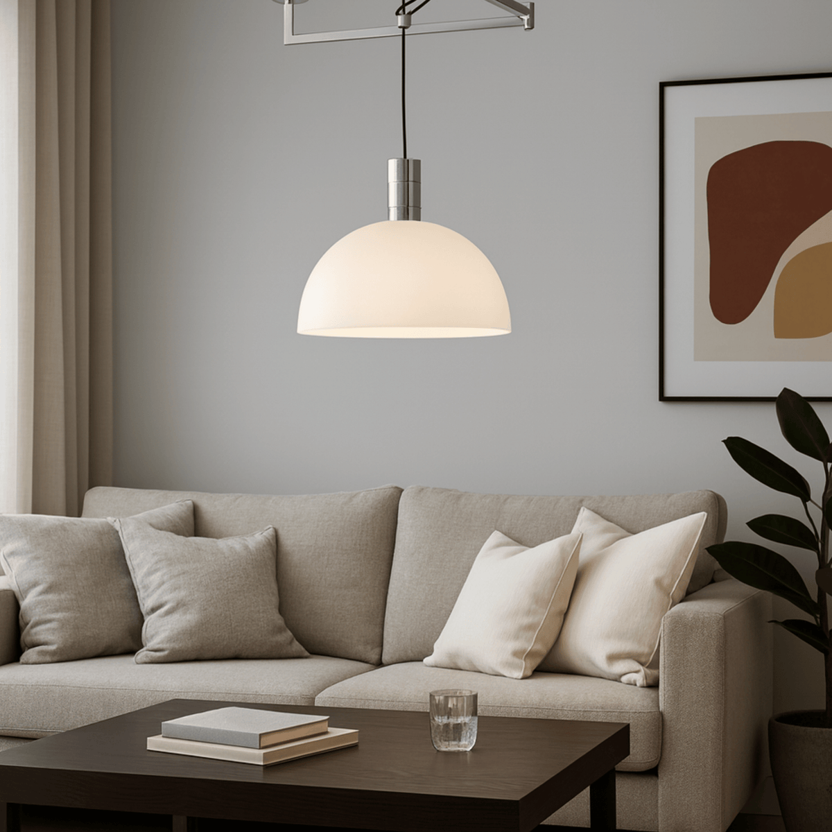 Lampa Wisząca Skandynawska z Ramieniem Obrotowym - Biały
