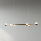 Lampa Wisząca Asymetryczna z Białymi Kulistymi Kloszami - Złoty/Biały