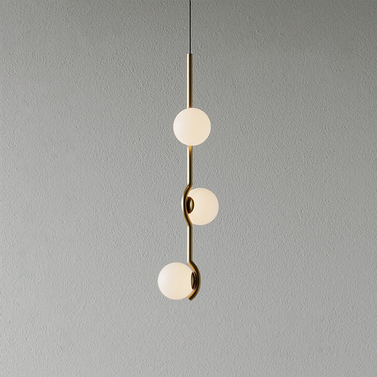 Lampa Wisząca Asymetryczna z Białymi Kulistymi Kloszami - Złoty/Biały