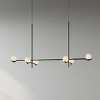 Lampa Wisząca Asymetryczna z Białymi Kulistymi Kloszami - Czarny/Biały