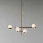 Lampa Wisząca Asymetryczna z Białymi Kulistymi Kloszami - Złoty/Biały