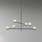 Lampa Wisząca Asymetryczna z Białymi Kulistymi Kloszami - Czarny/Biały