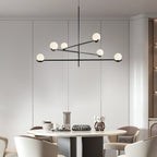 Lampa Wisząca Asymetryczna z Białymi Kulistymi Kloszami - 6