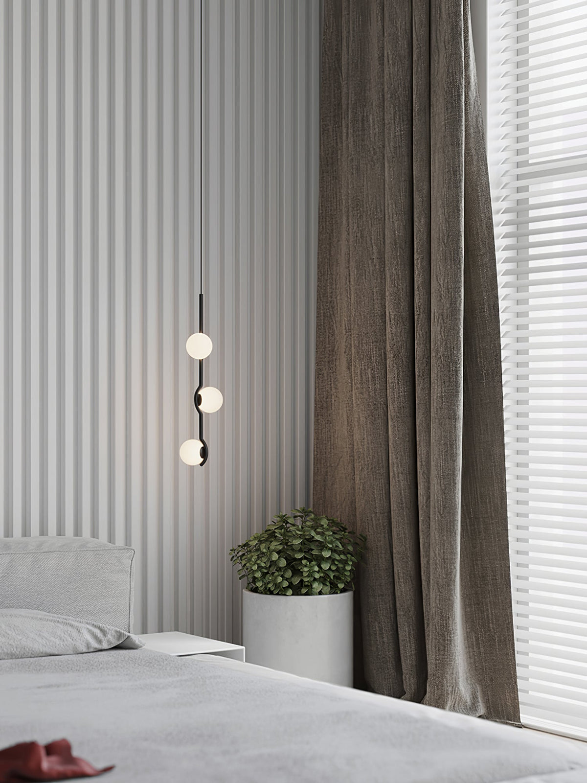 Lampa Wisząca Asymetryczna z Białymi Kulistymi Kloszami - 8